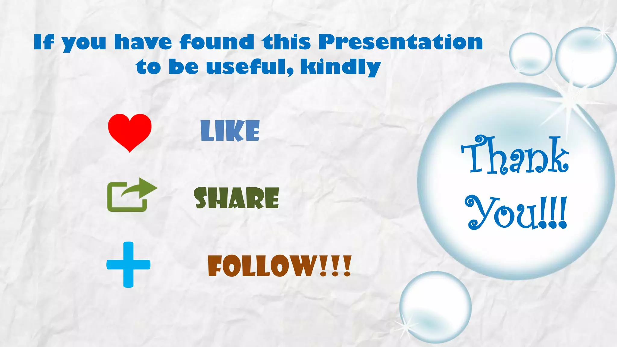 Thank
You!!!
If you have found this Presentation
to be useful, kindly
Like
Share
Follow!!!
+
 