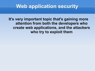Web application security ,[object Object]