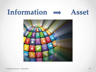 Information Asset
System Security - Introduction 5
 
