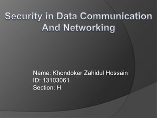 Name: Khondoker Zahidul Hossain 
ID: 13103061 
Section: H 
 