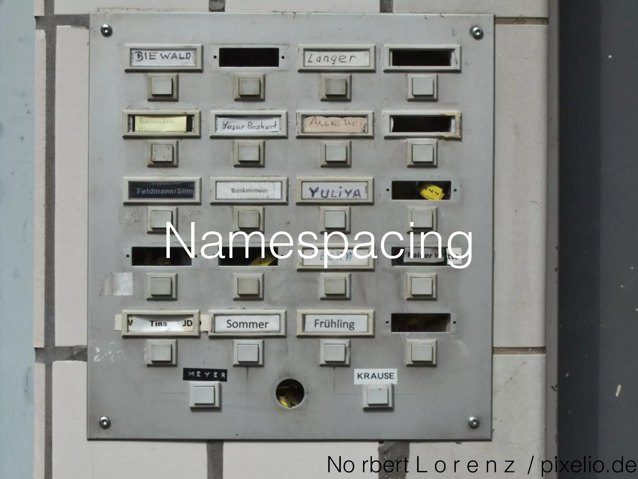 Namespacing
No rbert L o r e n z / pixelio.de
 