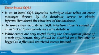 SQL injection and SYN attack | PPTX