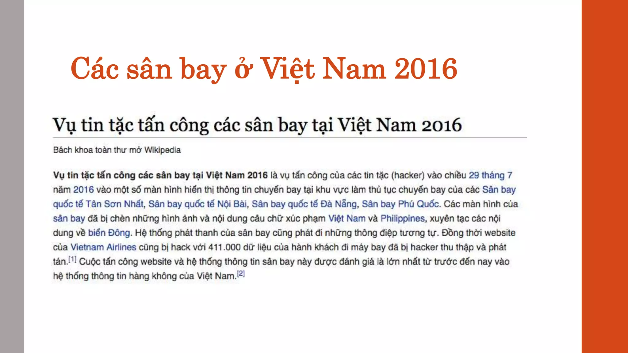 Các sân bay ở Việt Nam 2016
 
