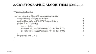 12/6/2017 29
3. CRYPTOGRAPHIC ALGORITHMS (Contd…)
 