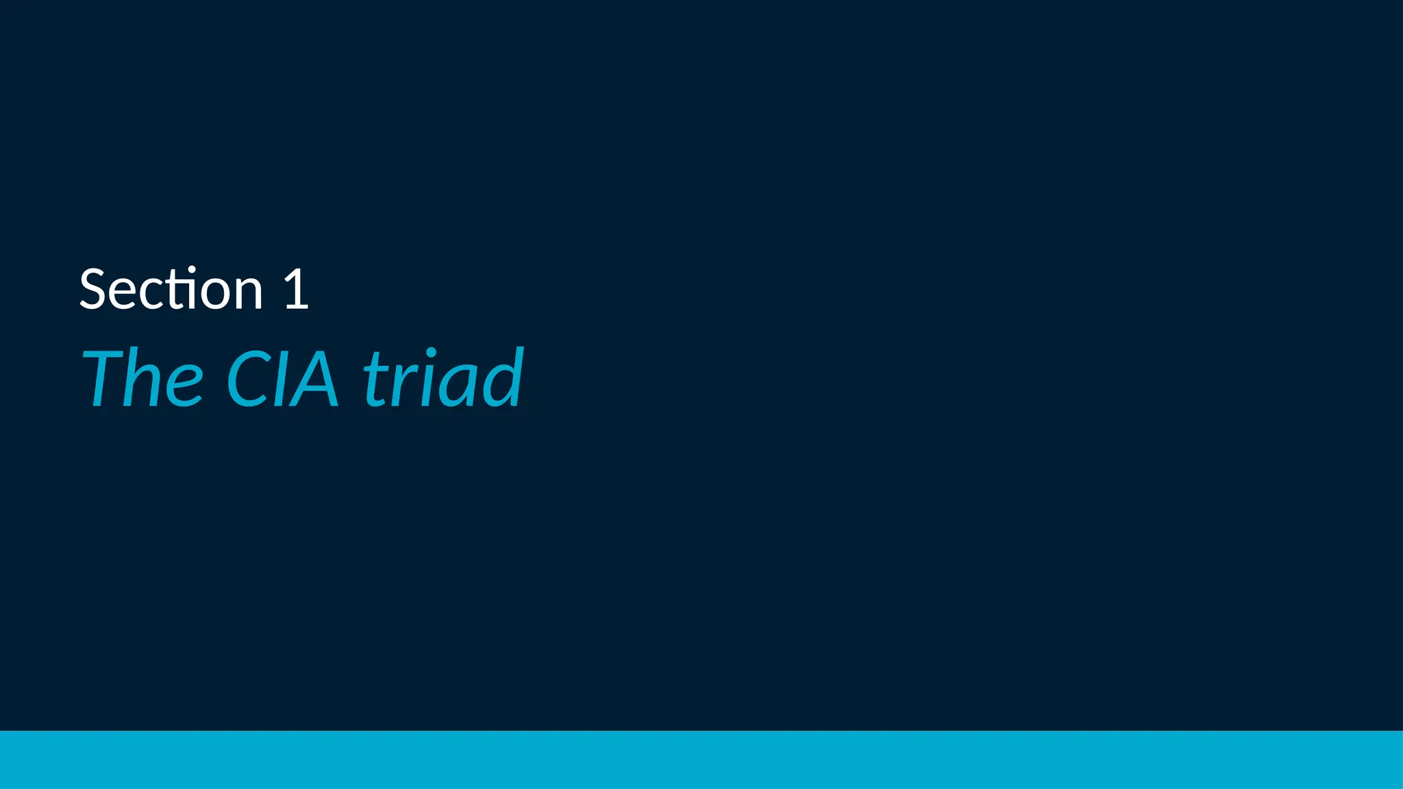 Section 1
The CIA triad
 