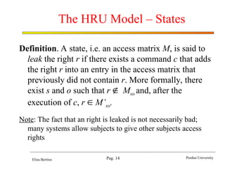 the hru model copy presentation for access control | PPT