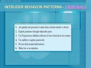 INTRUDER BEHAVOR PATTERNS - CRIMINALS
 