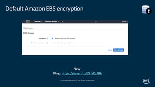 © 2019,Amazon Web Services, Inc. or its affiliates. All rights reserved.
Default Amazon EBS encryption
New!
Blog: https://...