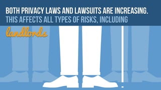 Both privacy laws and lawsuits are increasing.
this affects all types of risks, including

landlords

 