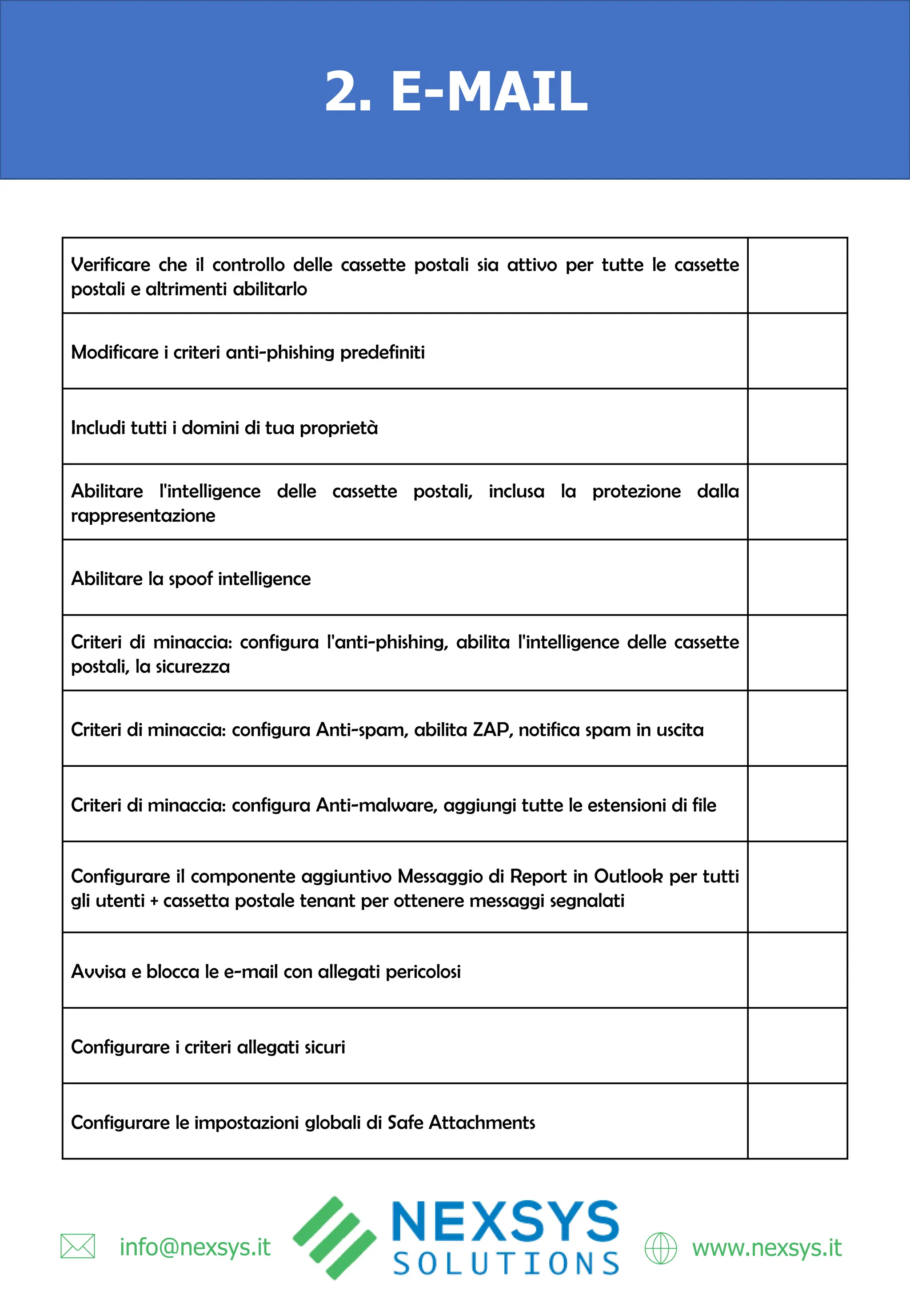 Microsoft 365 Security Checklist | Nexsys | PDF