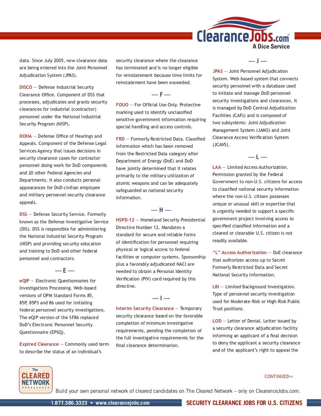 Security Clearance Information