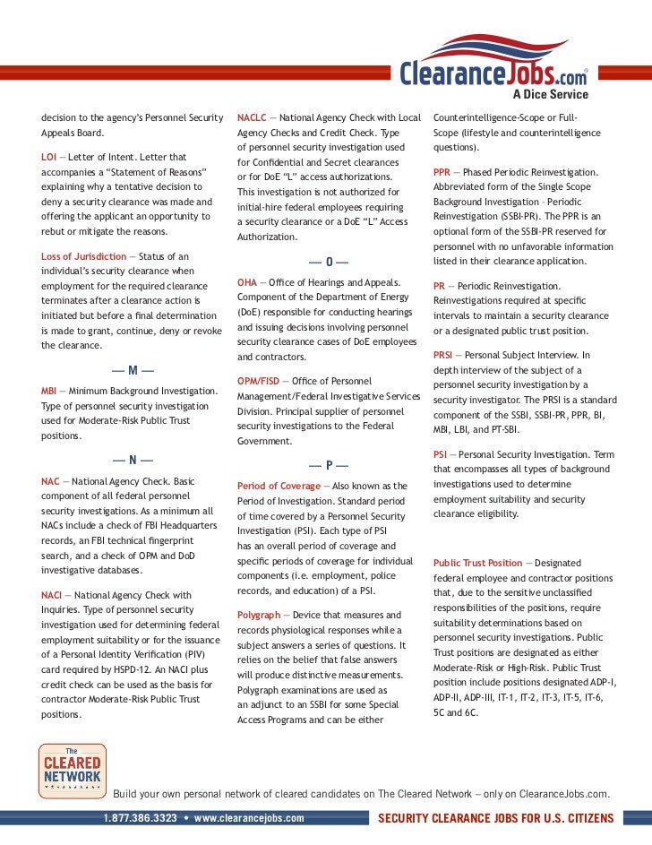 Security Clearance Information