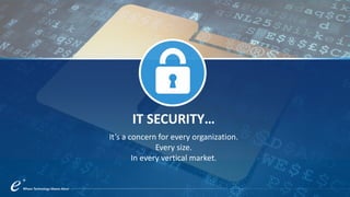 IT SECURITY…
It’s a concern for every organization.
Every size.
In every vertical market.
 