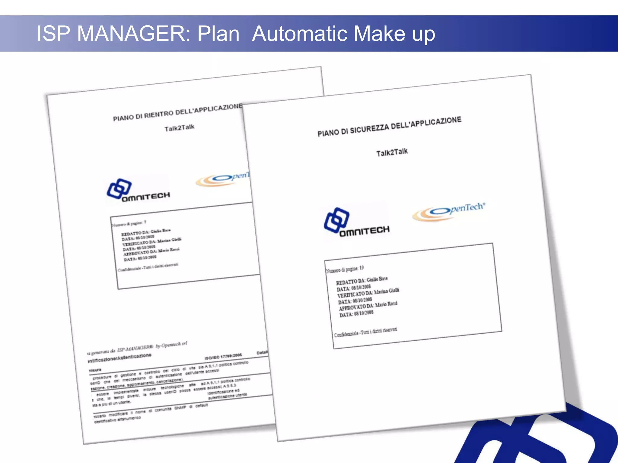 ISP MANAGER: Plan  Automatic Make up  