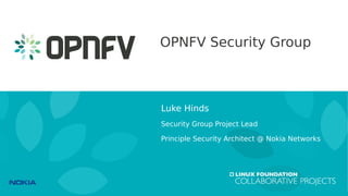 OPNFV Security Group
Luke Hinds
Security Group Project Lead
Principle Security Architect @ Nokia Networks
 