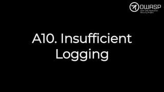 A10. Insufficient
Logging
 