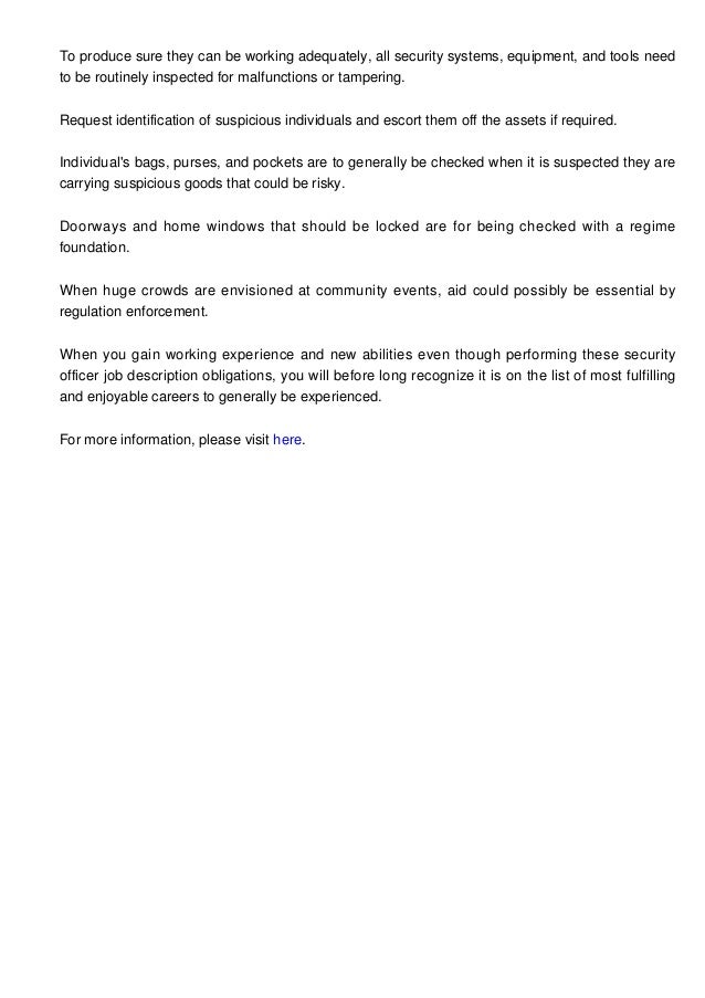 Security Officer Job Description