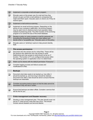 Security Policy Checklist