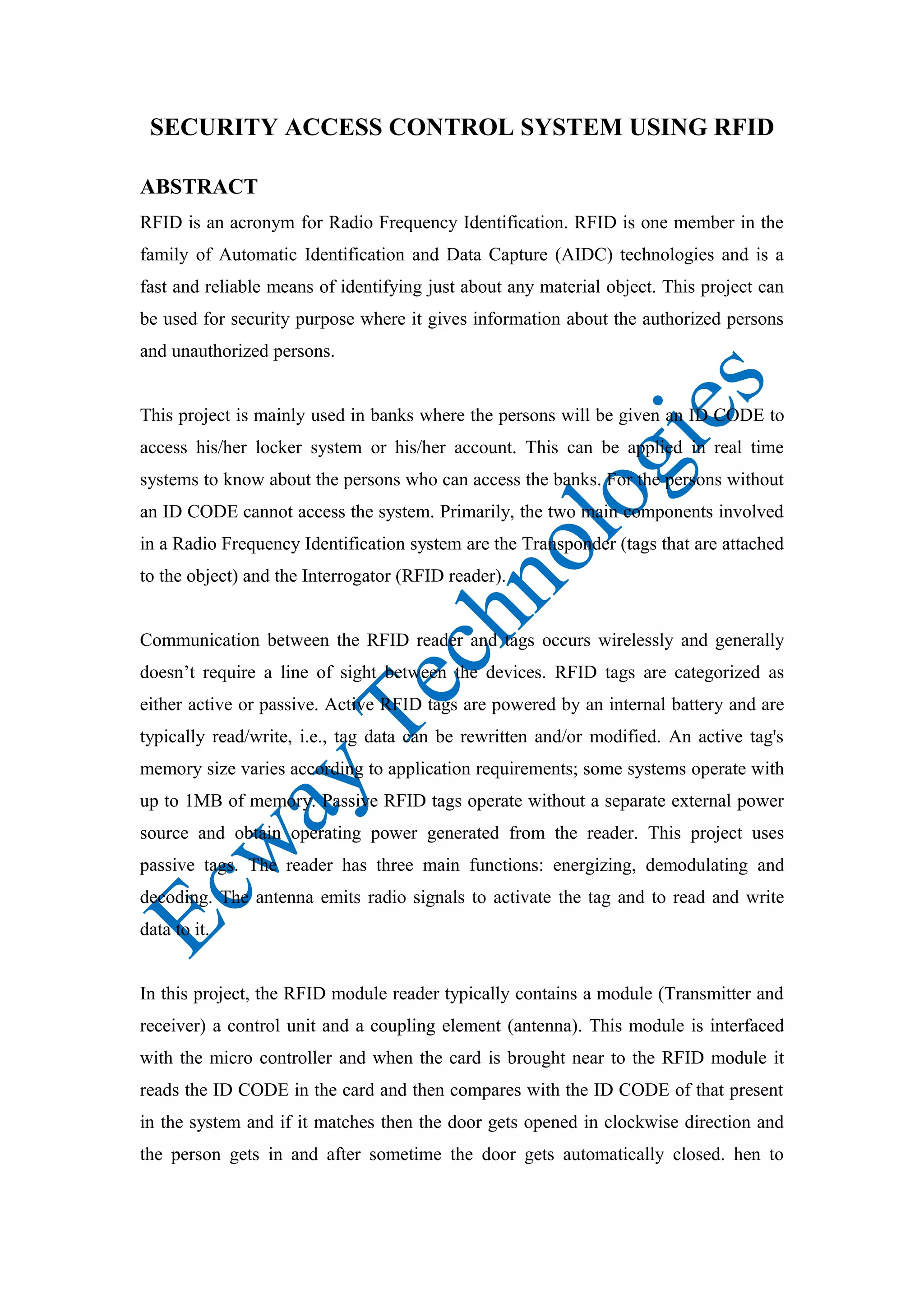 Security access control system using rfid | PDF