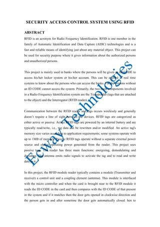 Security access control system using rfid | PDF
