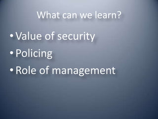 Security Administration I 1 Evolving