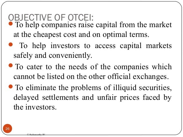 Trading and settlement system of otcei