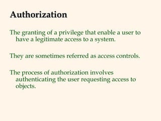 Authorization Control Security and Authorization introductory notes.ppt