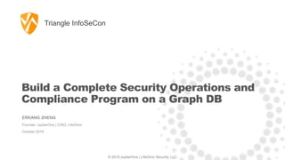 Build a Complete Security Operations and
Compliance Program on a Graph DB
ERKANG ZHENG
Founder, JupiterOne | CISO, LifeOmic
October 2019
© 2019 JupiterOne | LifeOmic Security, LLC
Triangle InfoSeCon
 