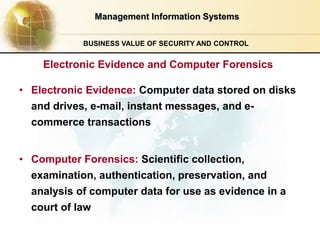 General controls:
• Software and hardware
• Computer operations
• Data security
• Systems implementation process
Managemen...