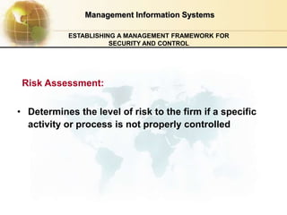 • Acceptable Use Policy (AUP)
• Authorization policies
Management Information Systems
ESTABLISHING A MANAGEMENT FRAMEWORK ...