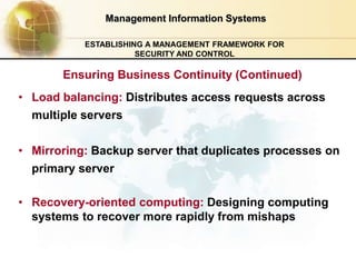 • Disaster recovery planning: Plans for restoration of
computing and communications disrupted by an
event such as an earth...
