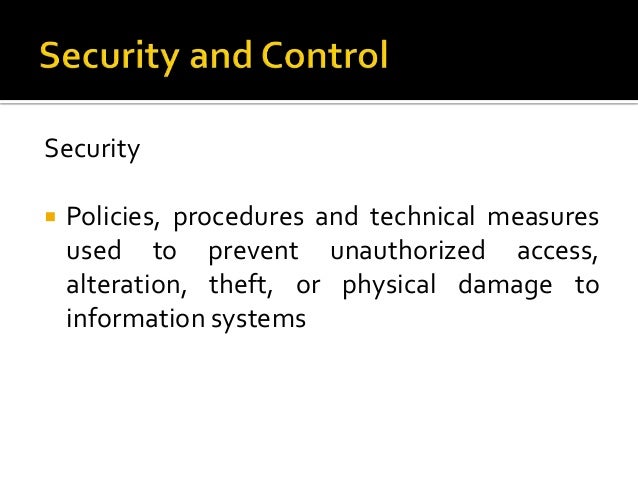 Information Systems Security and Control