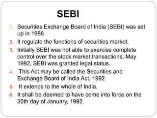 Security and exchange board of india act(sebi)