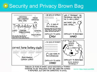 Security and Privacy Brown Bag




                          source: https://xkcd.com/936/
 