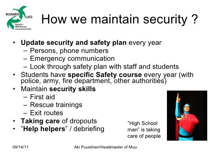 Security and safety plan