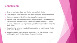 Audit Testing Conclusion Sample Security audits & compliance | PPTX