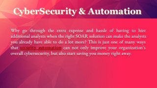 CyberSecurity & Automation
security automation
 