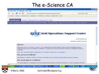 9 March, 2006 mark.baker@computer.org
The e-Science CA
 