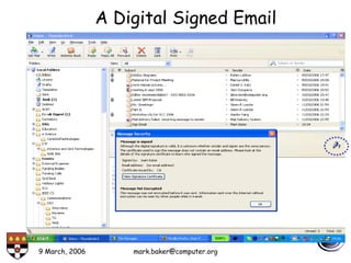 9 March, 2006 mark.baker@computer.org
A Digital Signed Email
 