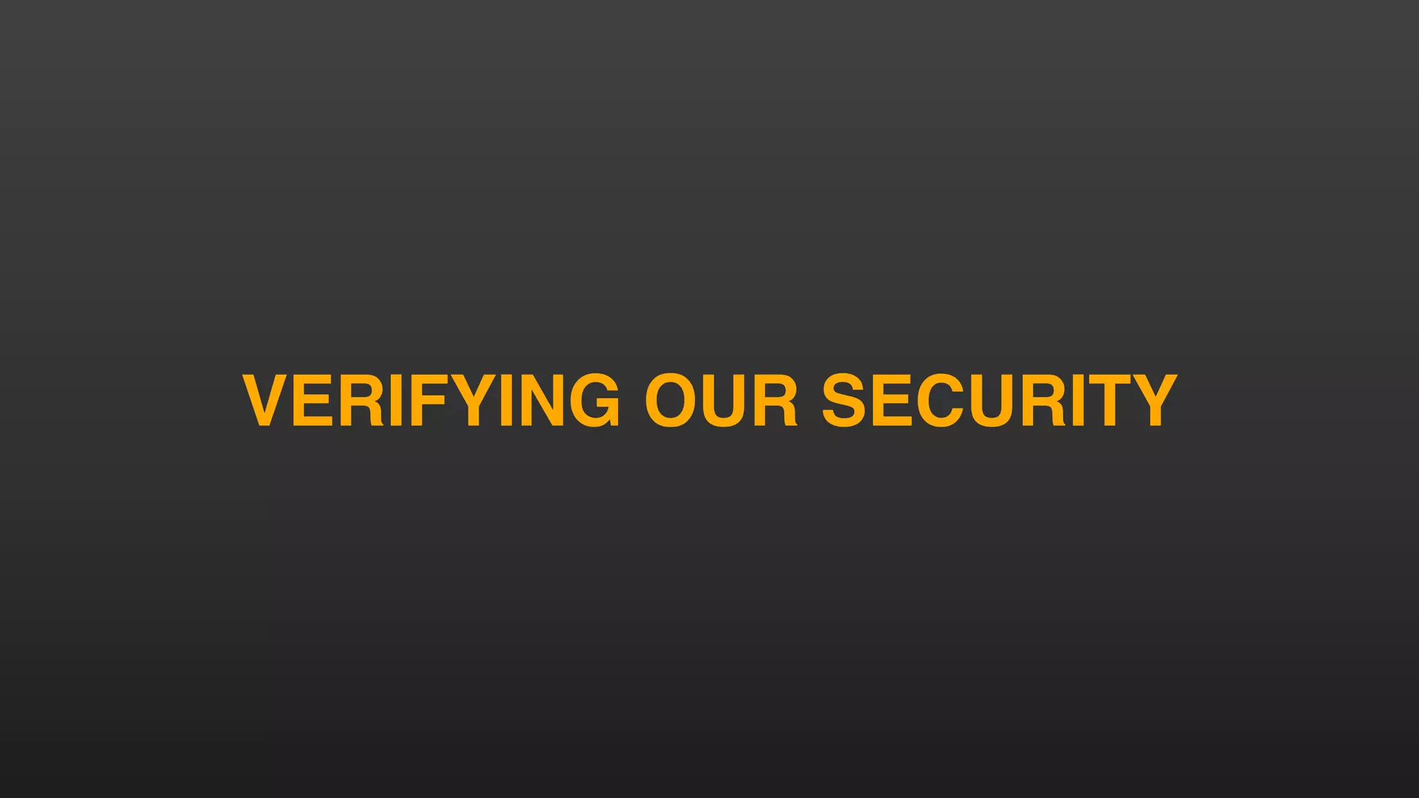 VERIFYING OUR SECURITY
 