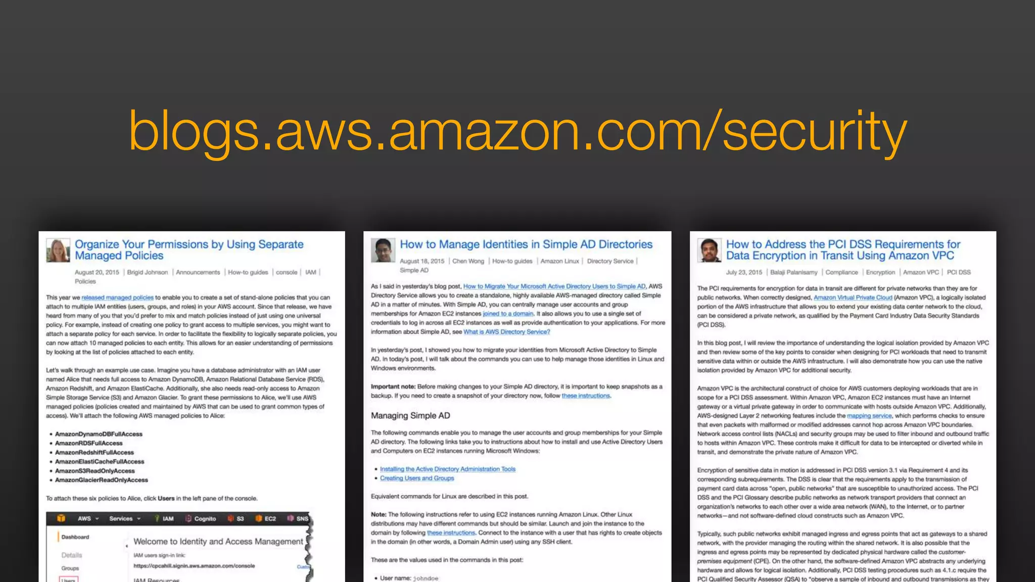 blogs.aws.amazon.com/security
 
