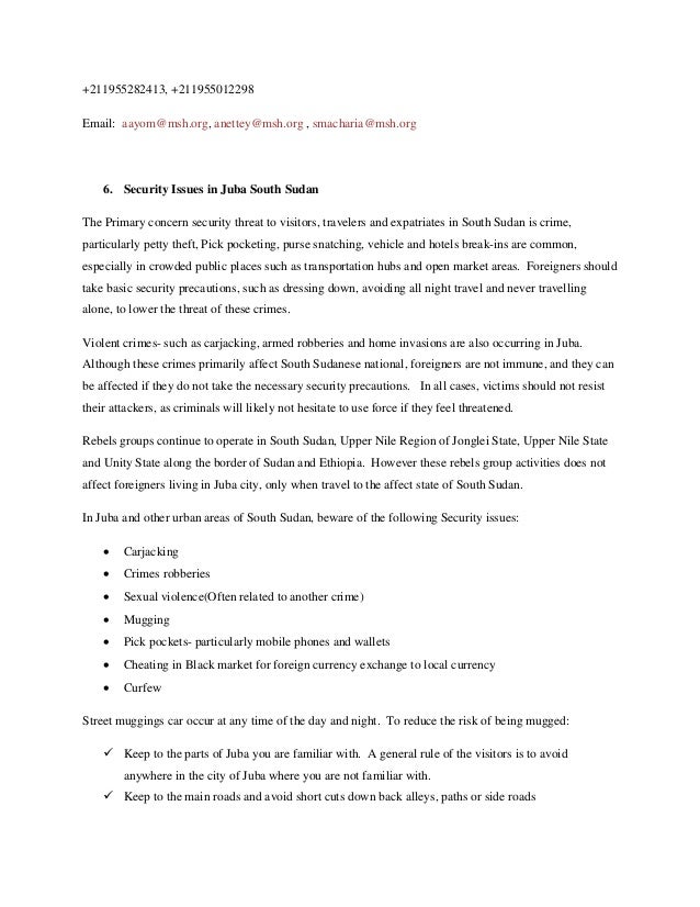 Security briefing for staff abraham ayom msh