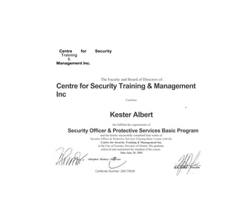 Security Certificate