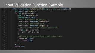 Input Validation Function Example
 
