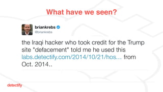 detectify
What have we seen?
 