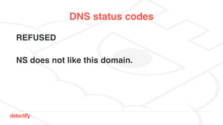 detectify
DNS status codes
REFUSED
NS does not like this domain.
 