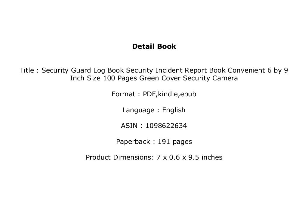 LIBRARY Security Guard Log Book Security Incident Report B…
