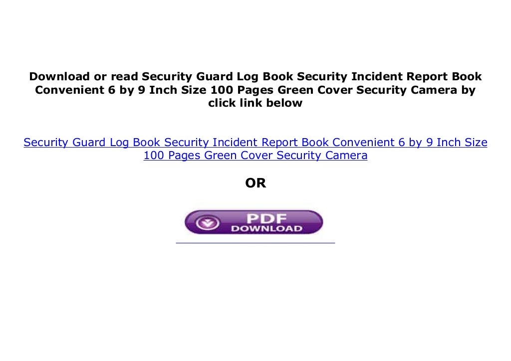LIBRARY Security Guard Log Book Security Incident Report B…