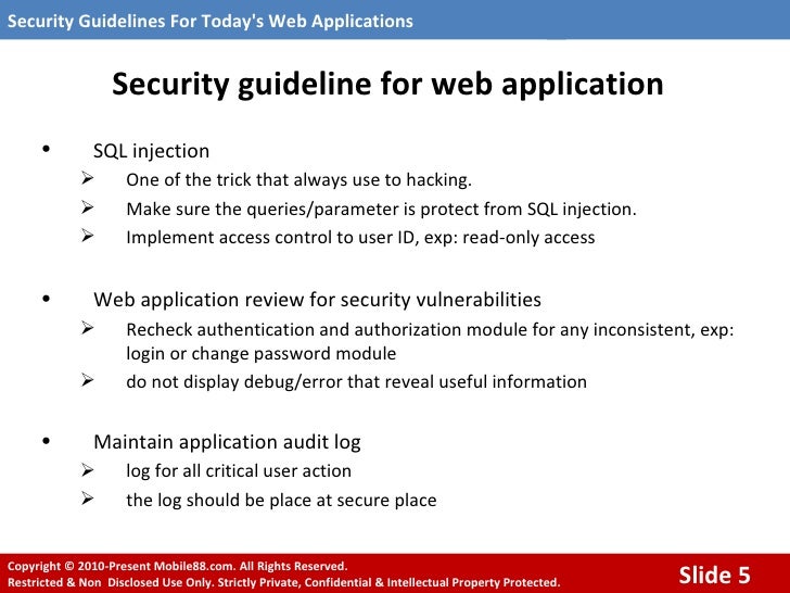 Security guidelines for today's web application