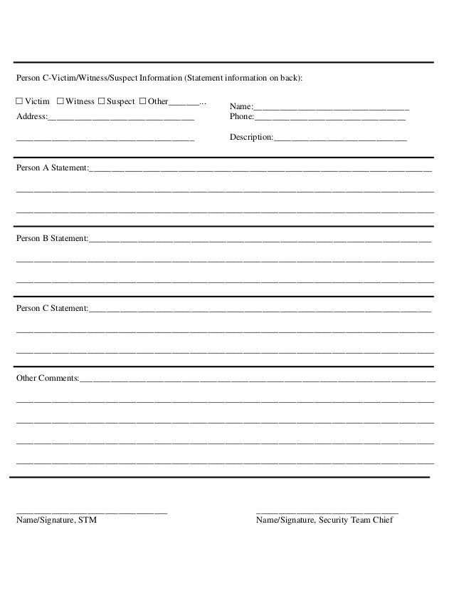 security incident report church incident report